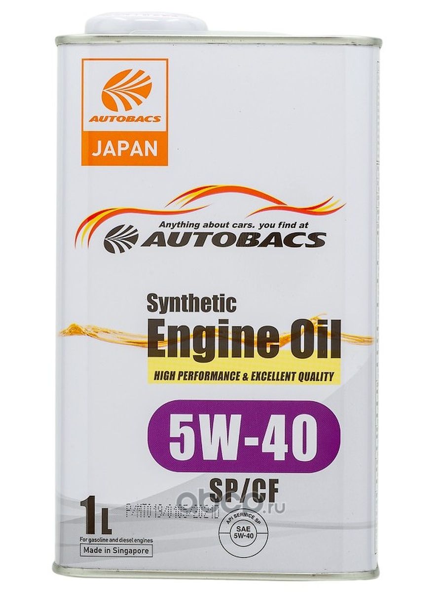 AUTOBACS Масло моторное для двигателя автомобиля Автобакс AUTOBACS SAE 5W40 API SP-CF SYNTHETIC синтетика  1л.