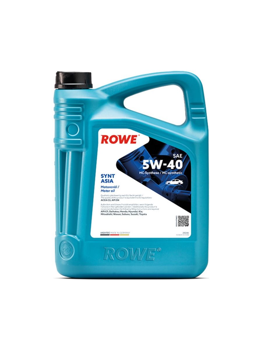 Рове Моторное Масло ROWE HIGHTEC SYNT ASIA SAE 5W-40 ACEA C3 синтетическое 4л
