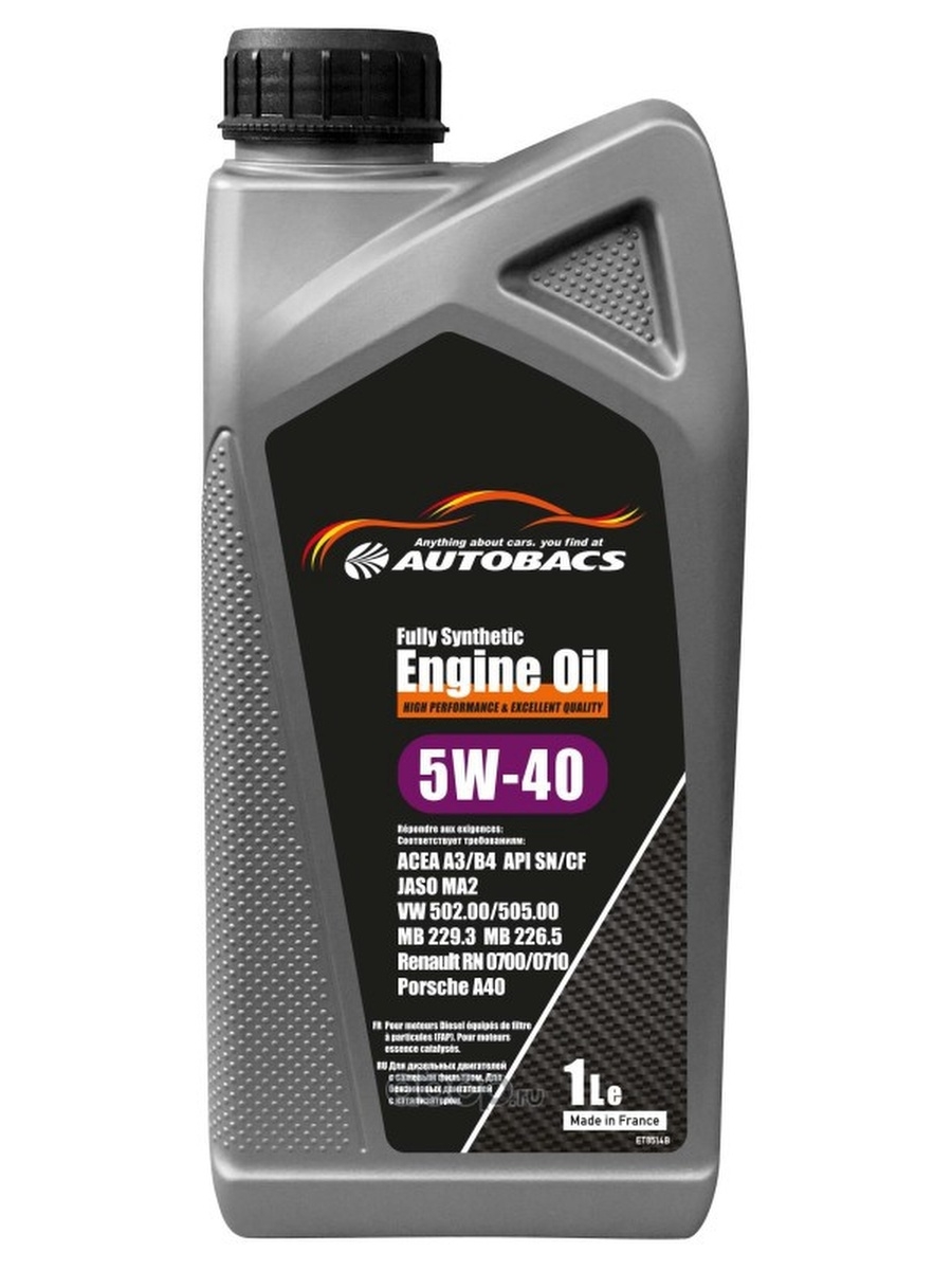Масло моторное 5W-40 AUTOBACS FULLY SYNTHETIC ENGINE OIL ACEA A3-B4 API SN-CF 1л