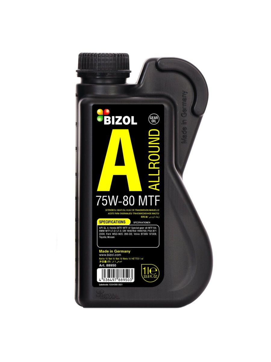 Масло трансмиссионное НС-синтетическое BIZOL Allround Gear Oil MTF 75W-80 (1л) 88950